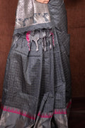Anchor Grey Banarasi Raw Silk Saree