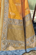 Banarasi - Raw Silk Saree Butterscotch Yellow Woven Saree - Woven Fusion Of Banarasi & Raw Silk saree online