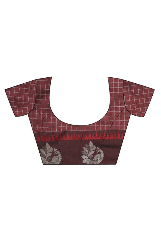 Garnet Red Banarasi Raw Silk Saree