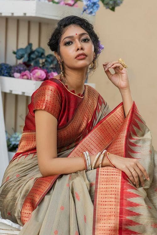 Buy yellow banarasi raw silk saree online on Karagiri | SALE