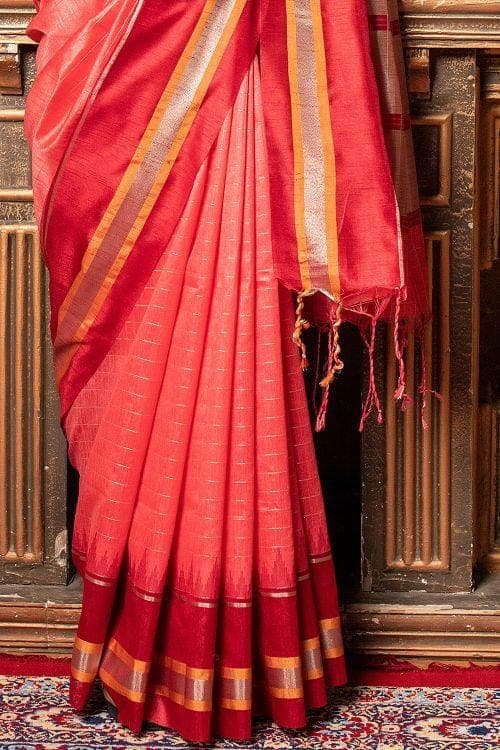 Imperial Red Banarasi Raw Silk Saree