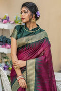 Jam Purple Banarasi Raw Silk Saree