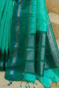 Jungle Green Banarasi Raw Silk Saree