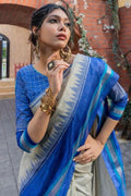 Rhino Grey Banarasi Raw Silk Saree