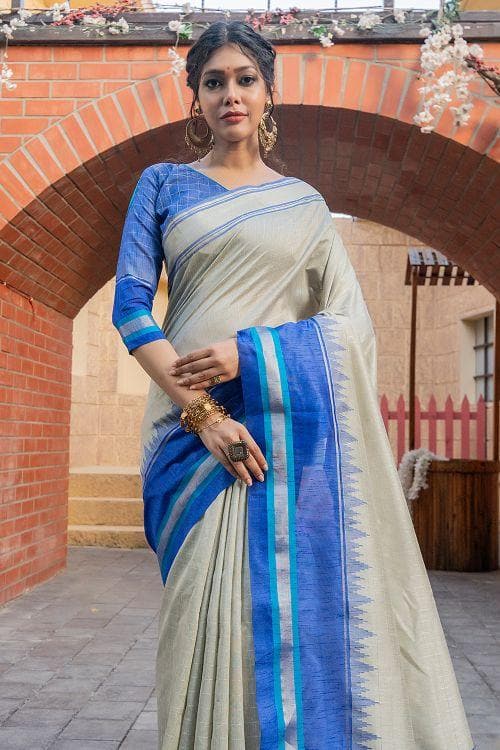 Rhino Grey Banarasi Raw Silk Saree