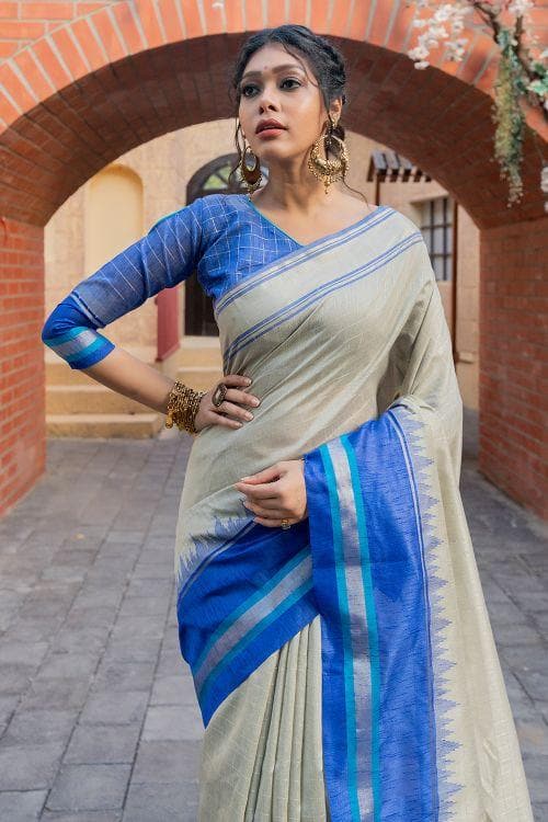 Rhino Grey Banarasi Raw Silk Saree
