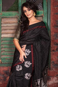 Sable Black Banarasi Raw Silk Saree