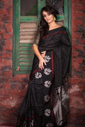 Sable Black Banarasi Raw Silk Saree