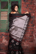 Sable Black Banarasi Raw Silk Saree