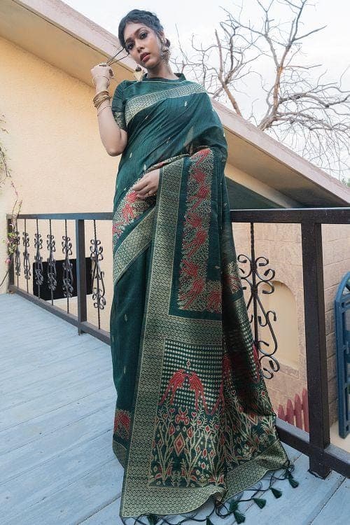 Sacramento Green Banarasi Raw Silk Saree