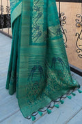 Teal Green Banarasi Raw Silk Saree