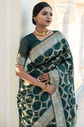 Banarasi - Raw Silk Saree Timber Green Banarasi Raw Silk Fusion Saree saree online