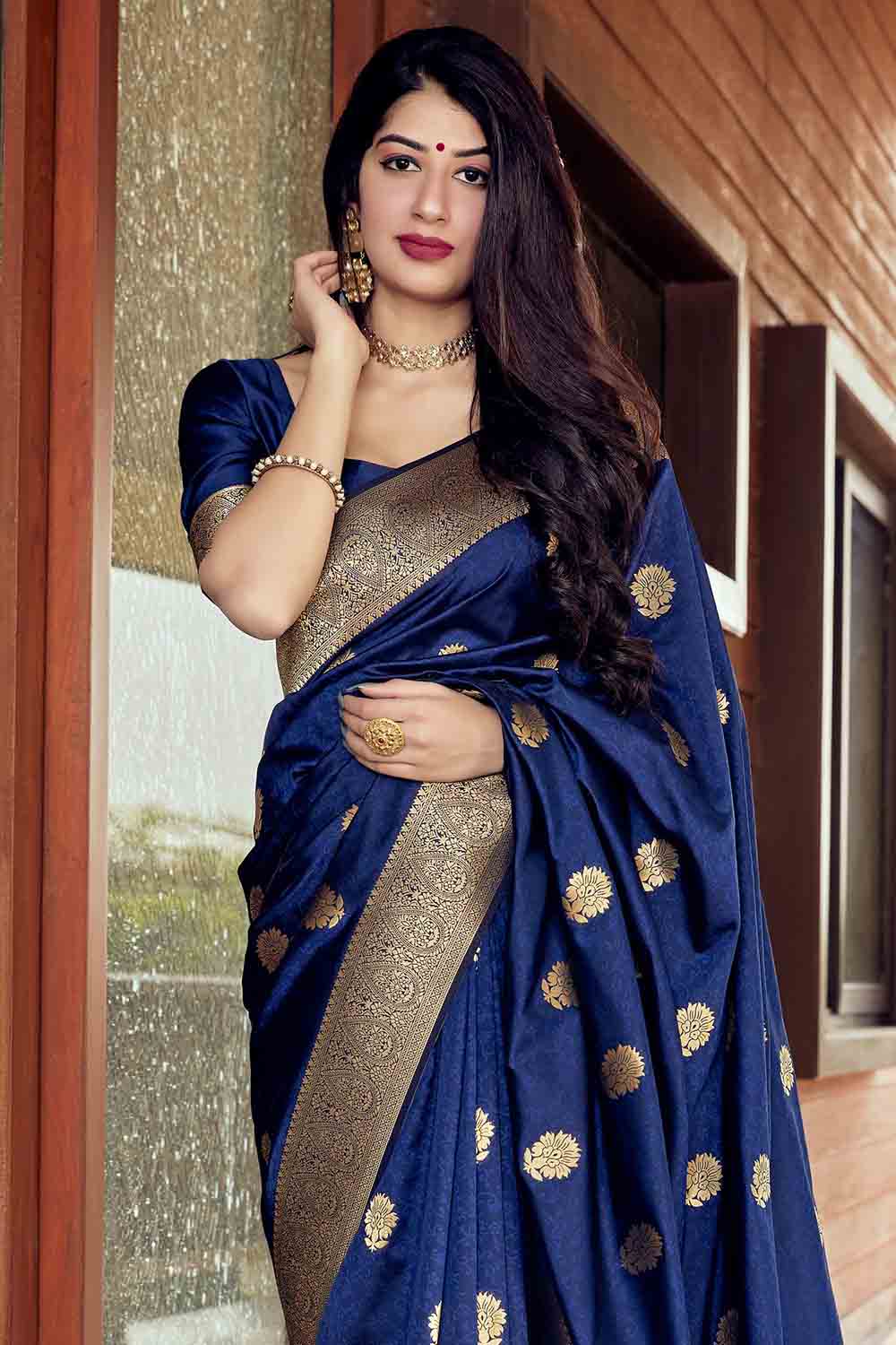 Wedding blue deals saree