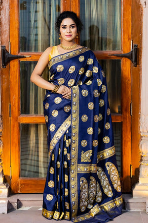 Admiral Blue Banarasi Saree