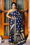 blue banarasi saree