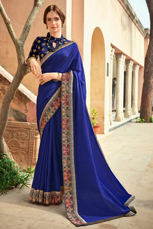 Admiral Blue Banarasi Saree