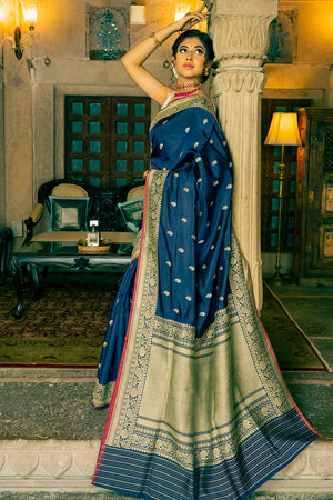 Aegean Blue Banarasi Saree