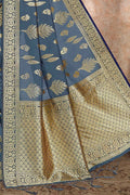 Banarasi Saree Aegean Blue Printed Banarasi Saree saree online