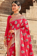 Amaranth red zari woven banarasi saree - From ghats of Banaras - Buy online on Karagiri - Free shipping to USA