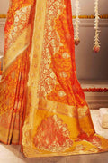 Banarasi Saree Amber Orange Zari Butta Woven Banarasi Saree saree online