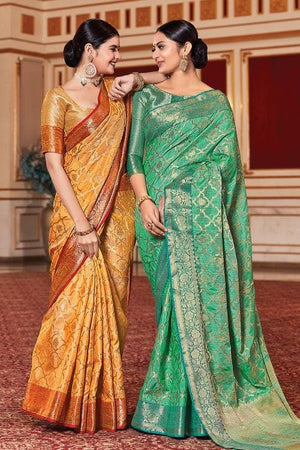 Amber Yellow Banarasi Saree