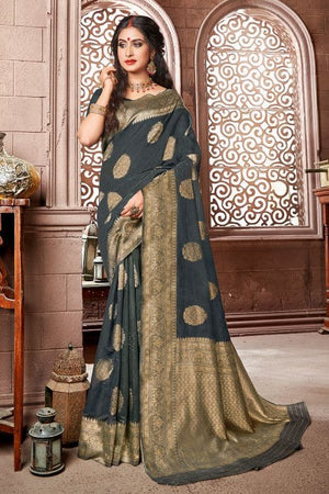 Anchor Grey Banarasi Saree