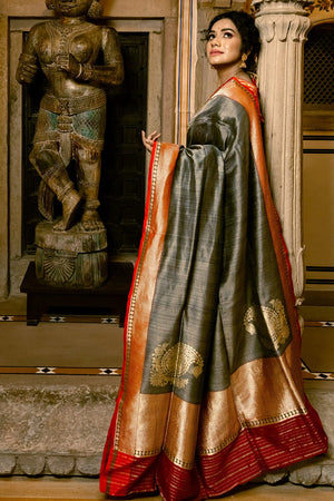 Anchor Grey Banarasi Saree