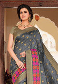 Anchor Grey Zari Woven Banarasi Saree