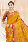 Apricot Orange Zari Butta Saree