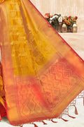 Apricot Orange Zari Butta Saree