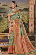 Banarasi Saree Artichoke Green Zari Woven Banarasi Saree saree online