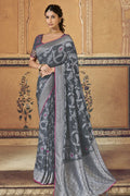 grey banarasi silk saree online 