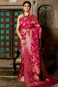 pink banarasi saree