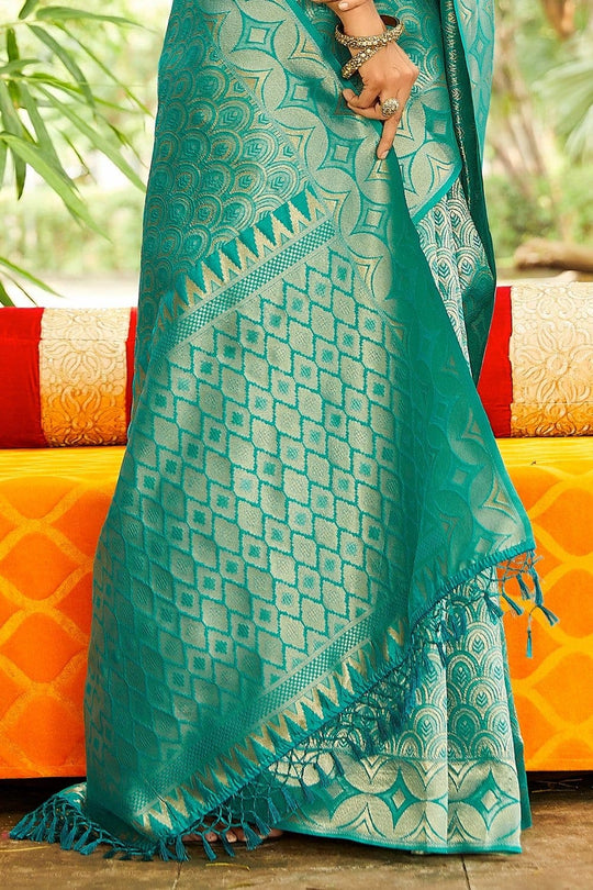 Banarasi Saree Azure Blue Banarasi Saree saree online