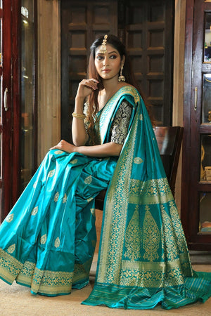 Azure Blue Banarasi Saree