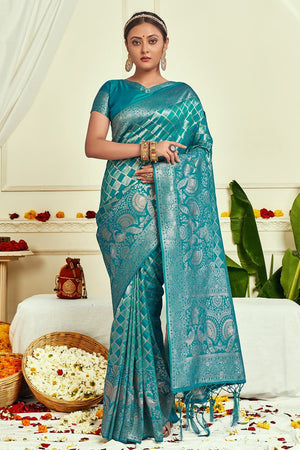 Azure Blue Banarasi Saree