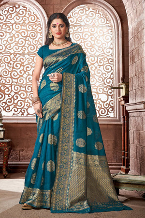 Azure Blue Banarasi Saree