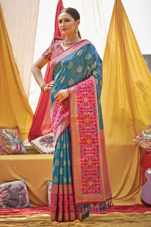blue banarasi saree