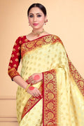 Banana Yellow Banarasi Saree