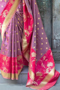Banarasi Chanderi Saree In African Purple