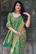 Banarasi Saree Banarasi Chanderi Saree In Emerald Green saree online