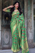 Banarasi Saree Banarasi Chanderi Saree In Emerald Green saree online