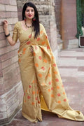 Banarasi Saree Banarasi Chanderi Saree In Golden Colour saree online