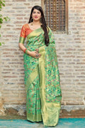 Banarasi Saree Banarasi Chanderi Saree In Mint Green saree online