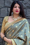 Banarasi Saree Banarasi Chanderi Saree In Sage Green saree online