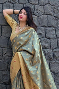 Banarasi Saree Banarasi Chanderi Saree In Sage Green saree online