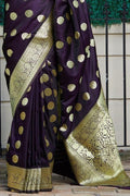Banarasi Saree Banarasi Saree In Eggplant Purple saree online