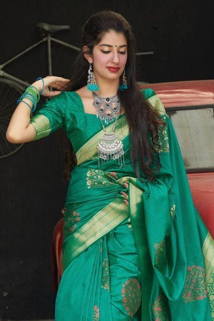 Banarasi Saree In Persian Green