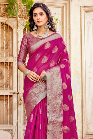 Barbie Pink Banarasi Saree