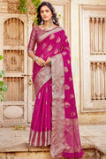 Barbie Pink Banarasi Saree